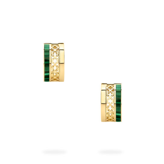 Birks Dare to Dream Malachite Huggie Earrings, Yellow Gold image number 0